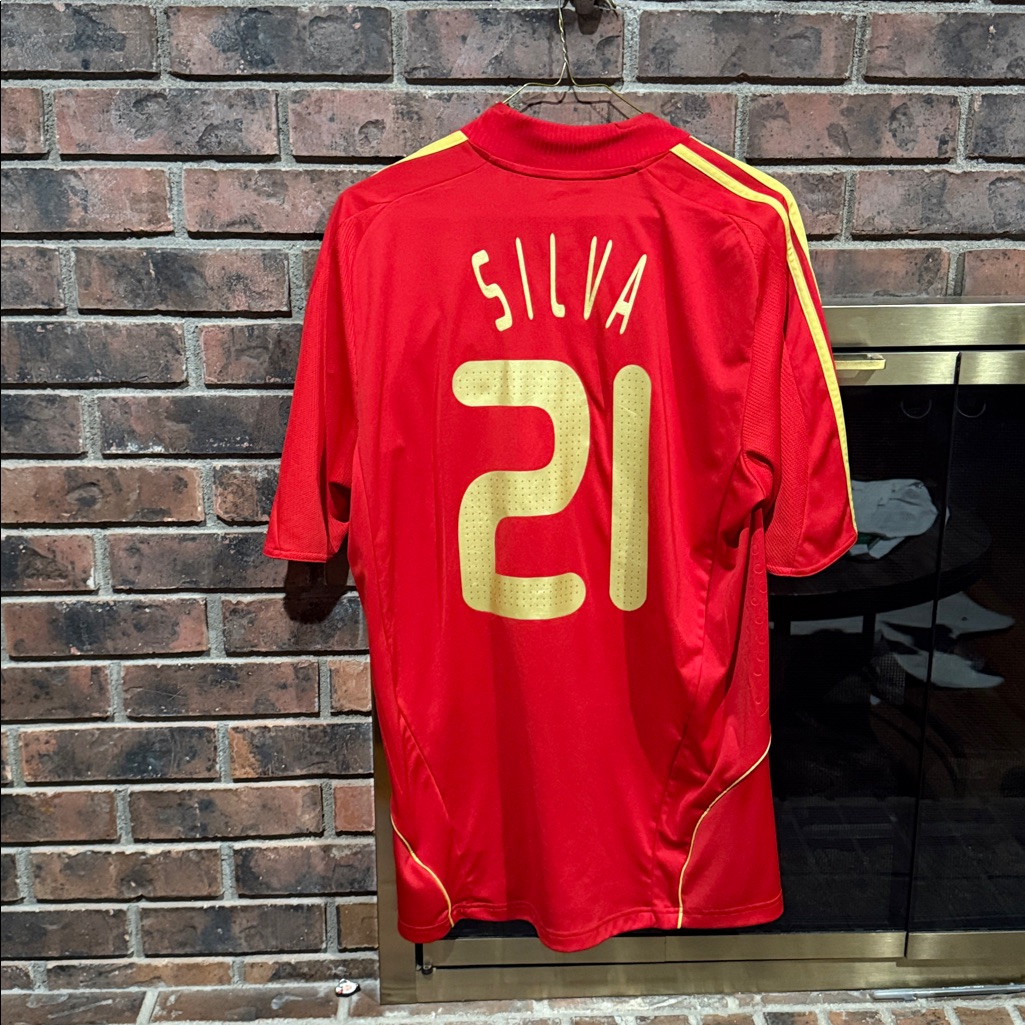 Vintage Adidas Spain National Team Soccer Jersey David Silva 21